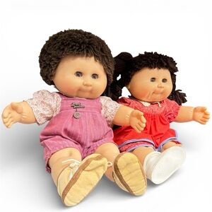 Vintage Collectible Doll Set – Adorable Pair with Yarn Hair & Original Outfits